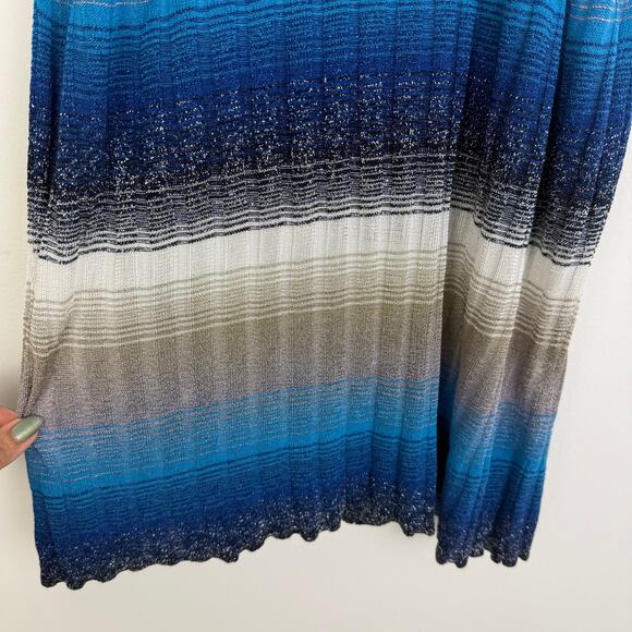 NWOT Zara Womens Metallic Thread Knit Striped Special Edition Blue/Cream Tank XL - Picture 4 of 8